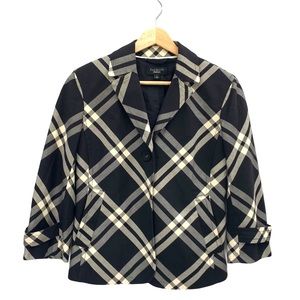 Talbots Black and Cream Plaid Blazer